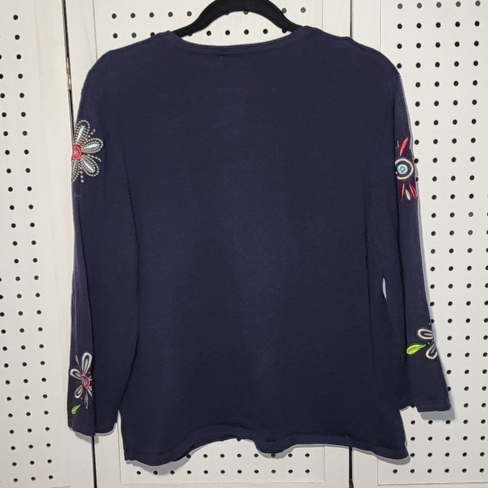 North Style size XL Deep Purple Cardigan Embroidered Cottage-core Vintage Bright - Picture 7 of 7